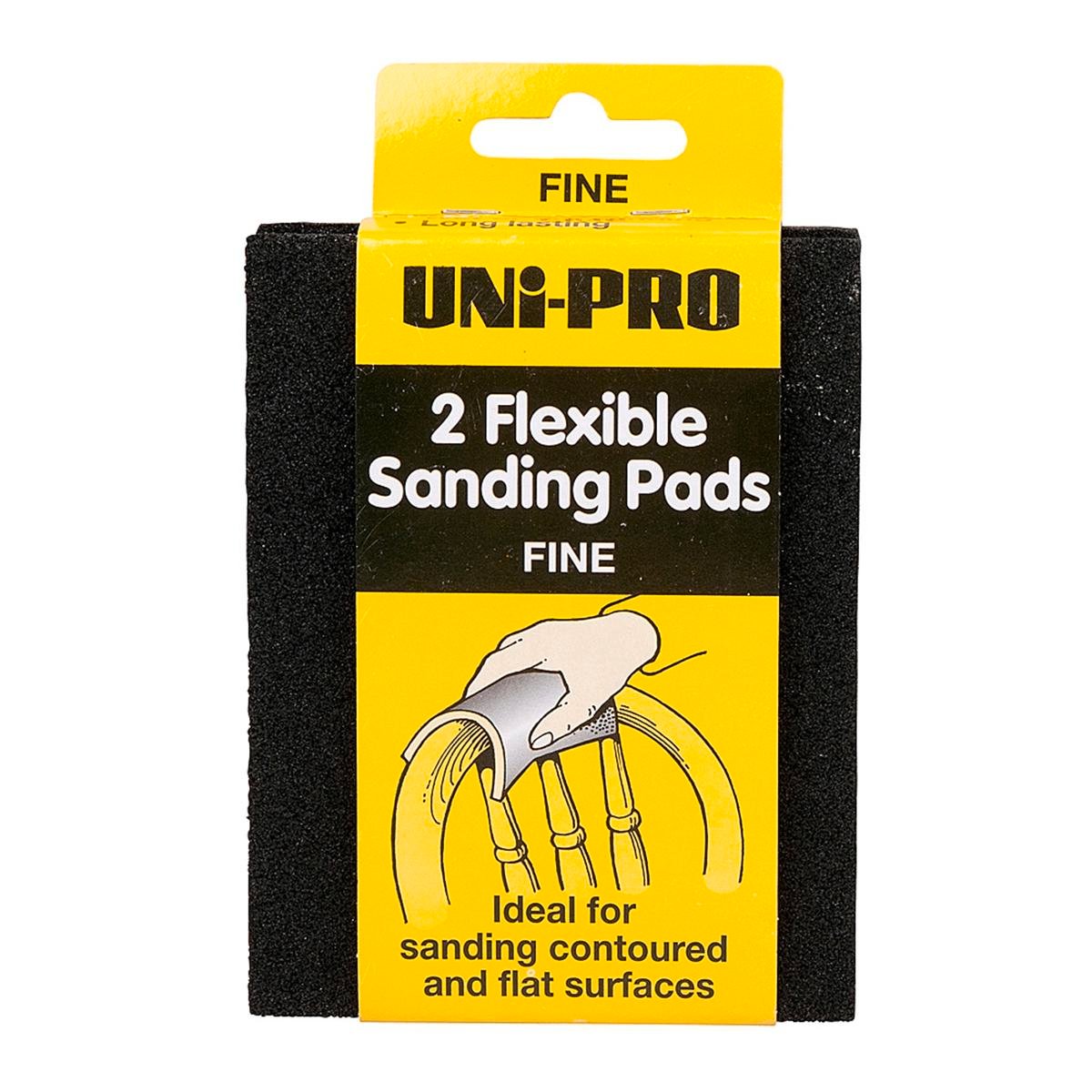 Uni-Pro Flexible Fine Sanding Pad, 2 Pack, Green Foam, Wet & Dry