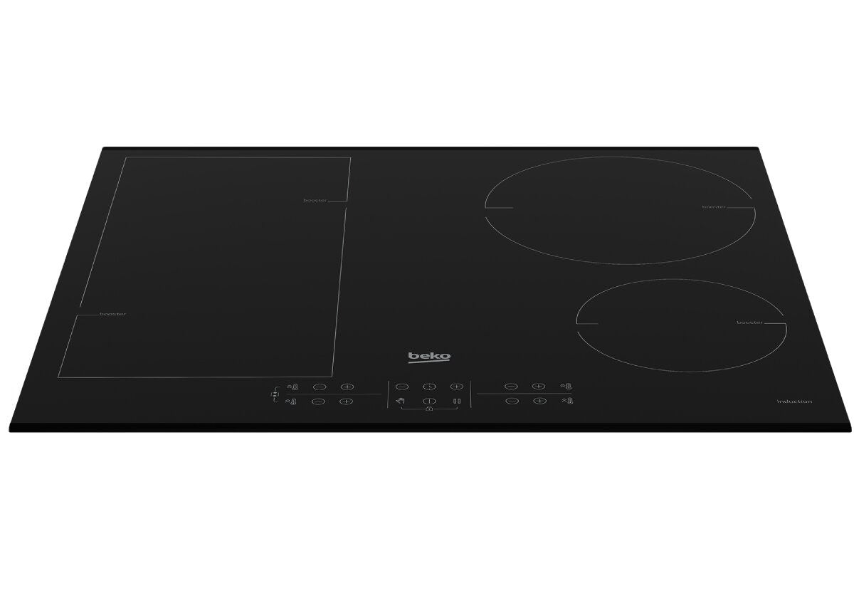 Beko 60cm Induction Cooktop - Black Ceramic Glass, IndyFlex Zone, Touch Controls, Booster - BCT600IG