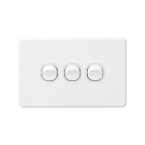 DETA X6 Triple Switch 3 Gang White Polycarbonate 10A 240V