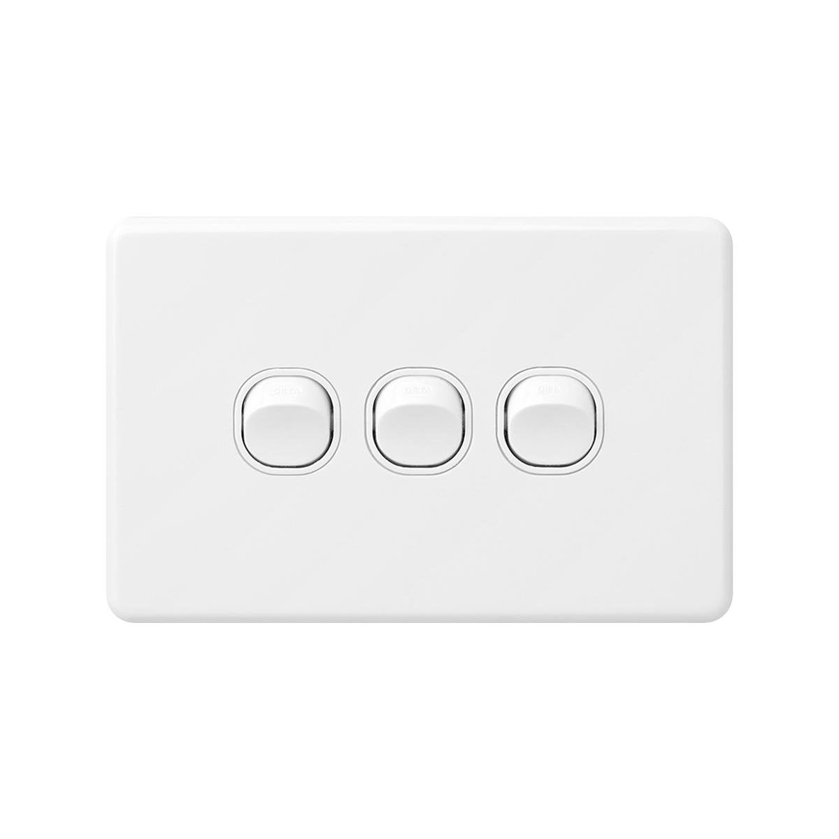 DETA X6 Triple Switch 3 Gang White Polycarbonate 10A 240V