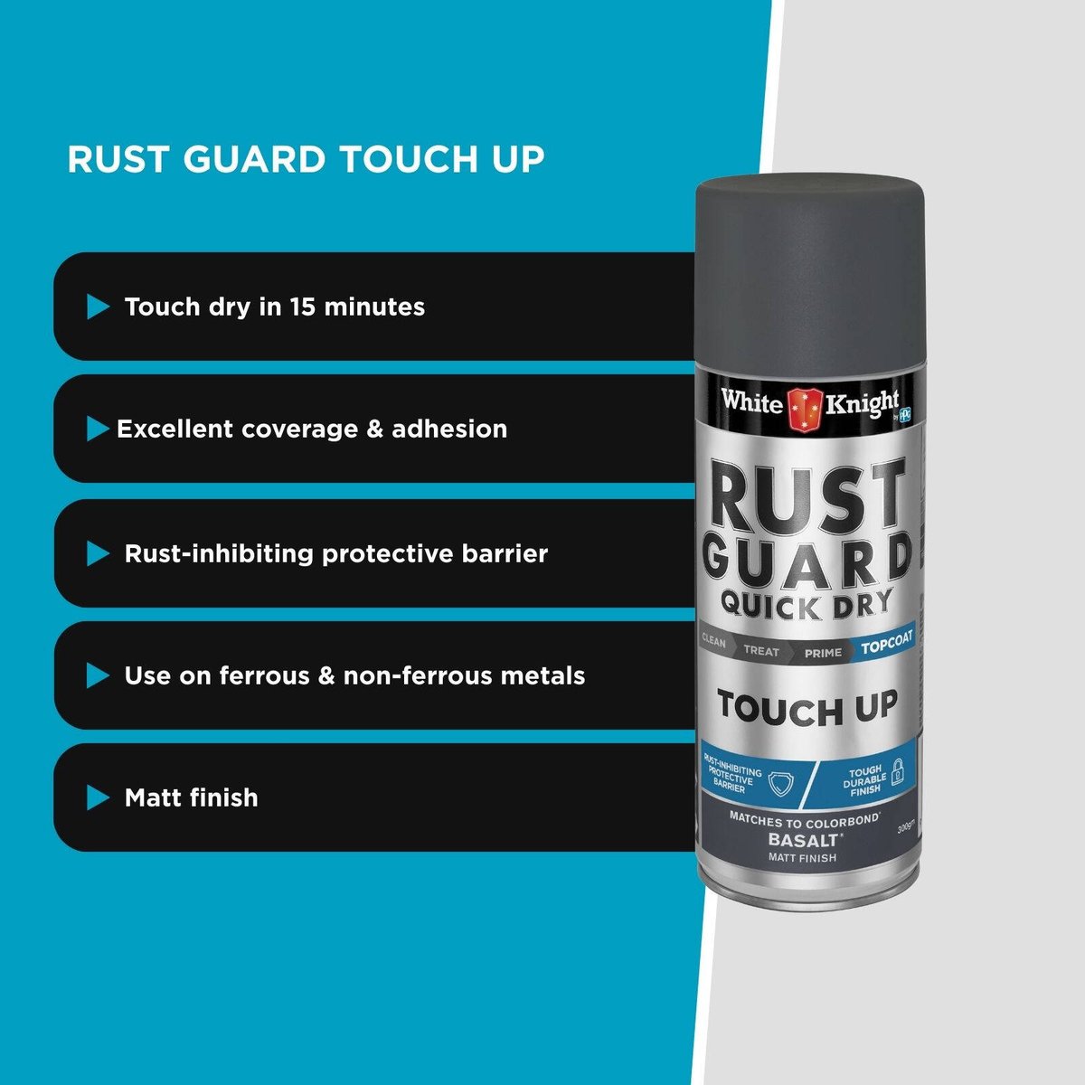 White Knight Rust Guard Touch Up Spray Paint 300g Basalt Matt - SuperSaverAU - view 4