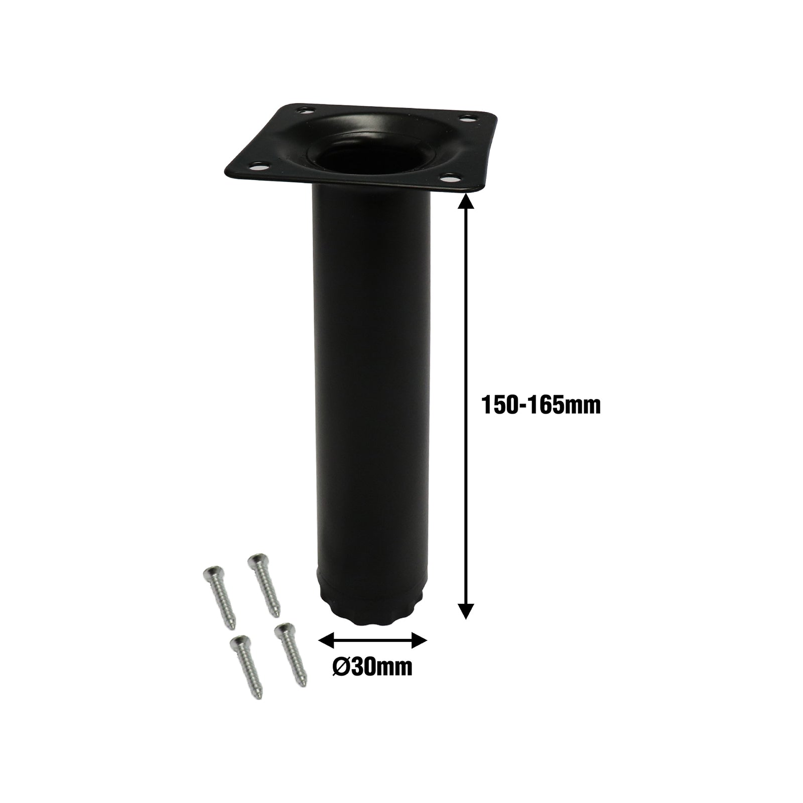 Adoored 30 x 150mm Steel Black Round Table Leg