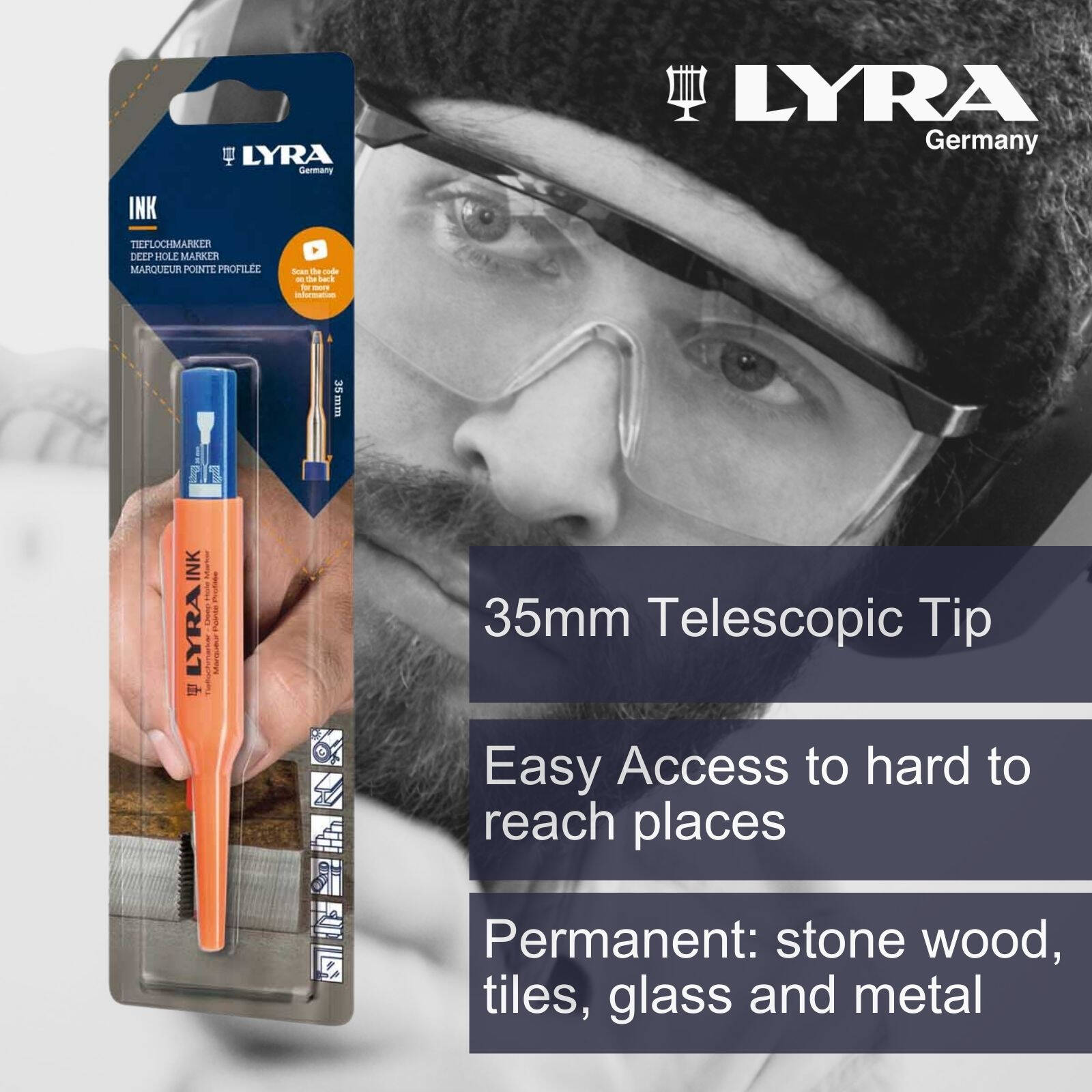 Lyra Blue Deep Hole Permanent Construction Marker