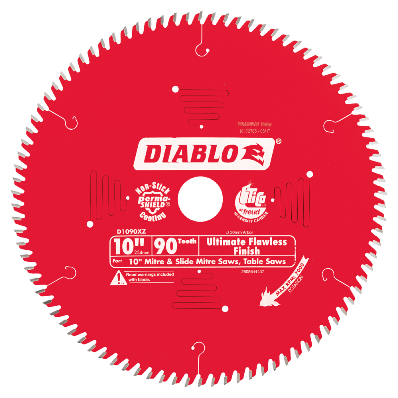 Diablo 254mm 90T Ultimate Flawless Finish Circular Saw Blade - 30mm Arbor for Fine Trim