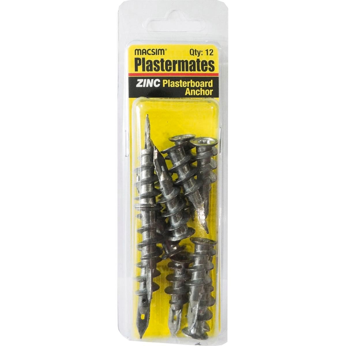 Macsim Fasteners 42mm Zinc Plated Steel Self Drilling Plastermate Anchor 12 Pack