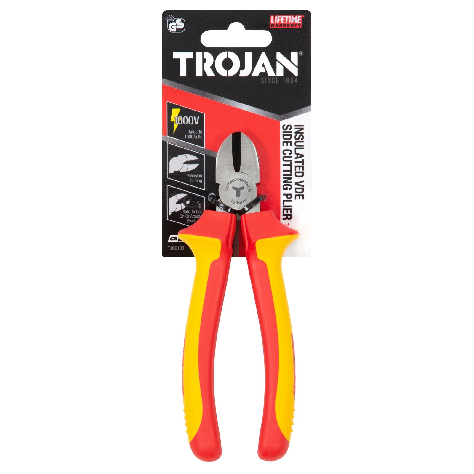 Trojan 160mm VDE Side Cutting Plier Red and Yellow CRV