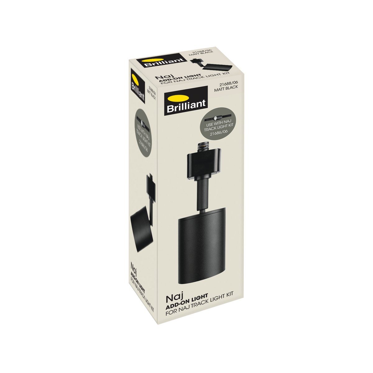 Brilliant Naj Matt Black GU10 Single Add-On Track Light 7W 240V 21688/06