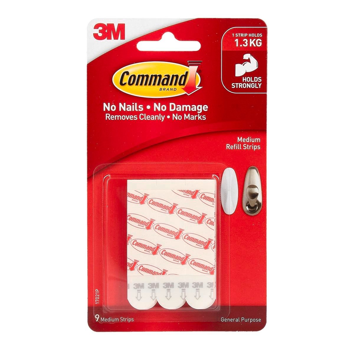 Command Medium White Adhesive Refill Strips 1.3kg - 9 Pack
