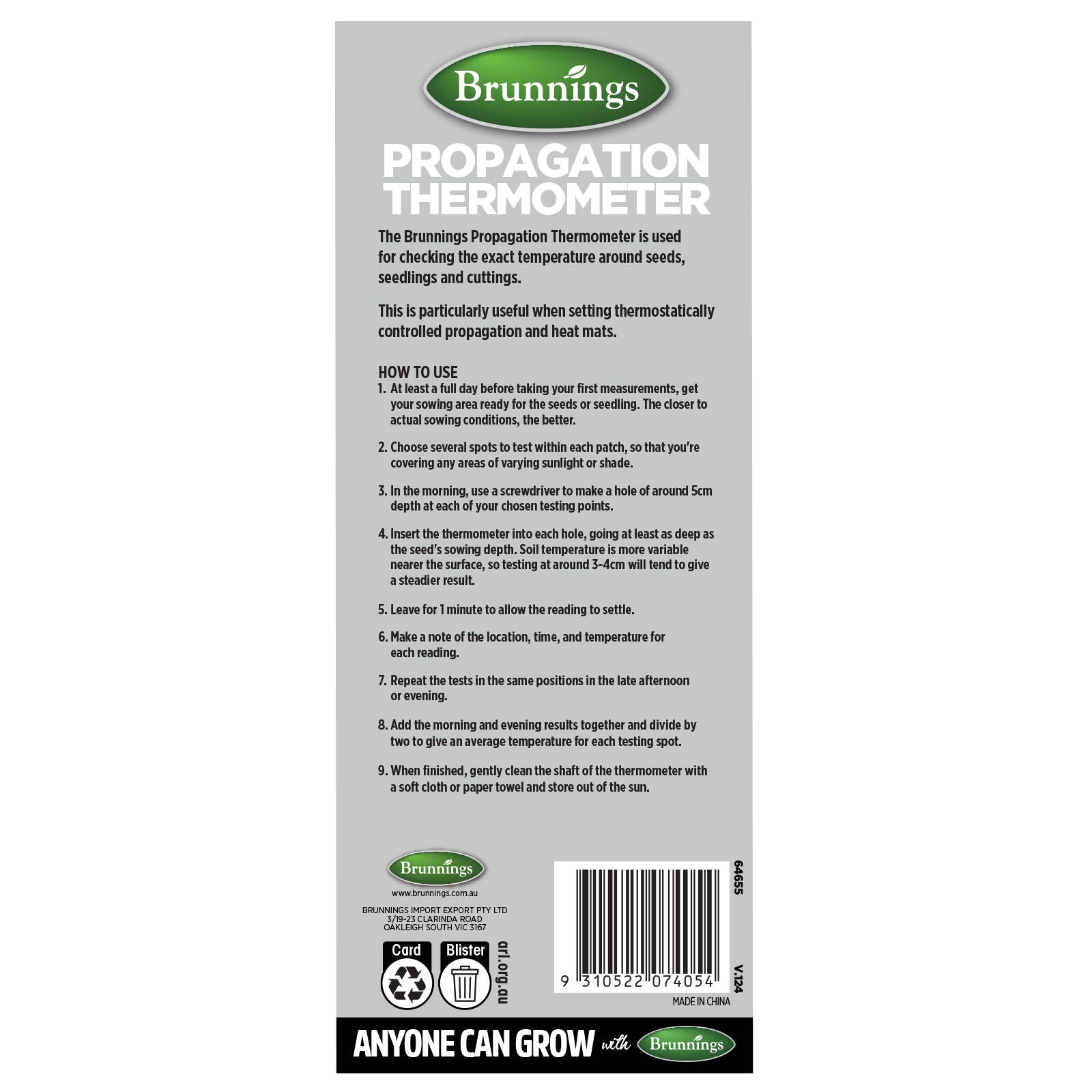 Brunnings Soil Propagation Thermometer