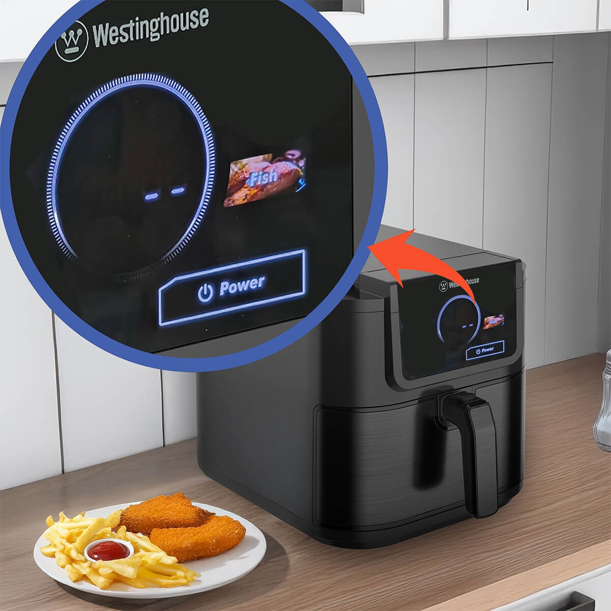 Westinghouse XL 8L Air Fryer - Smart Logic Control, Digital Touchscreen, Black - WHOF12KS