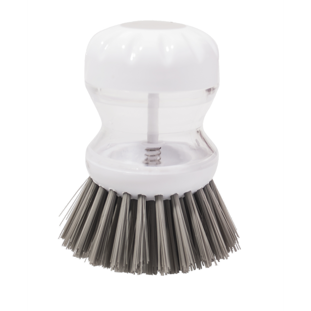 Morgan Palm Dish Brush with Soap Dispenser, Refillable Press-Top, Orange/White PP