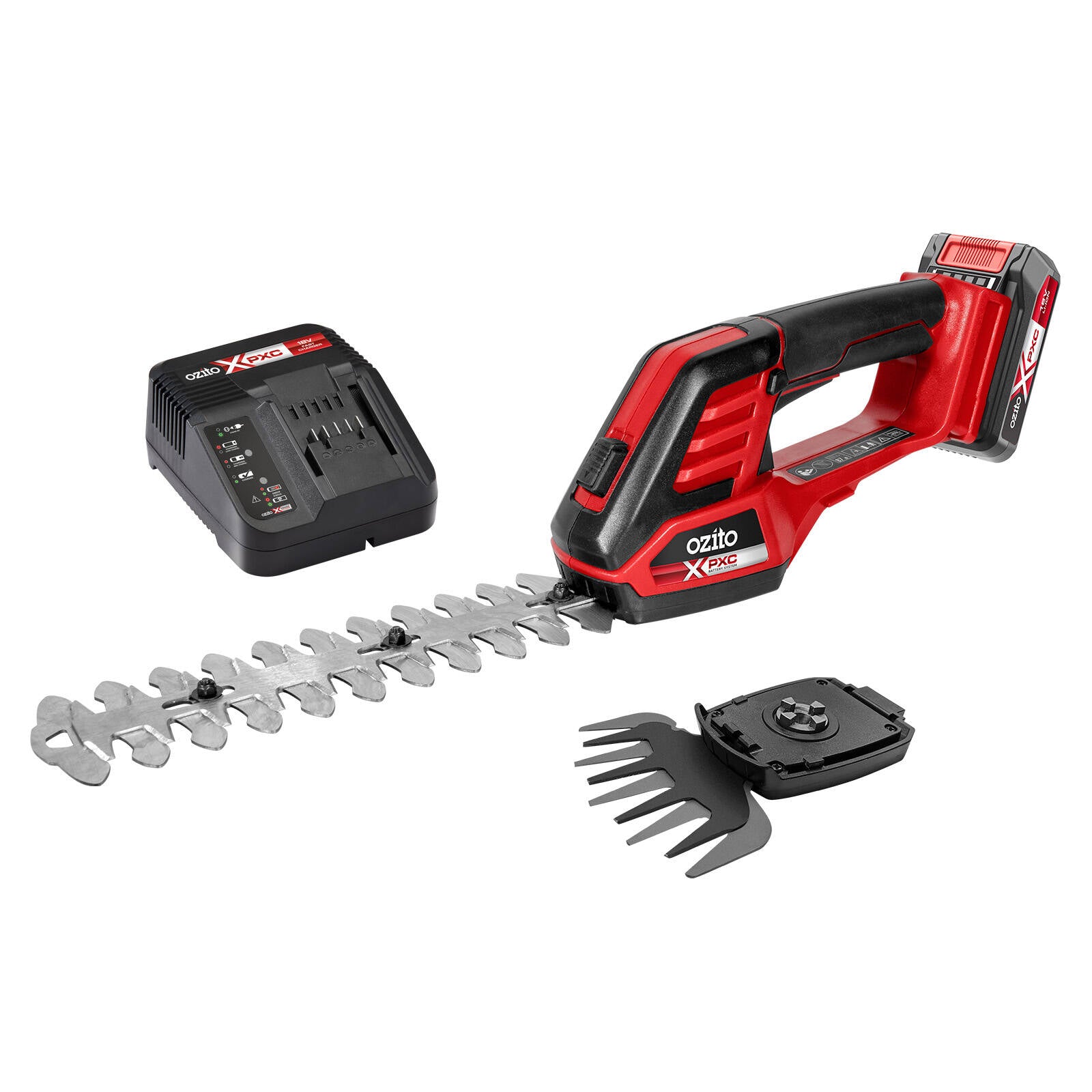 Ozito PXC 18V Cordless Hedge & Grass Shear 2.5Ah Kit PGSK-2518 - 200mm Blade, Battery & Charger