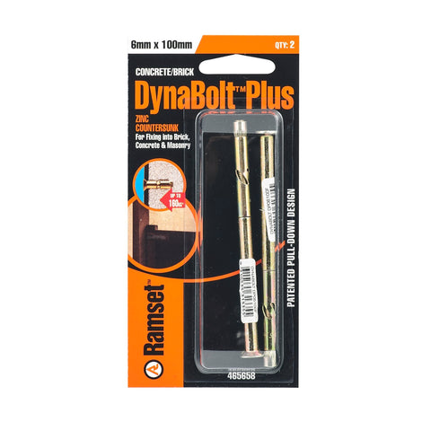 Ramset 6 x 100mm DynaBolt Plus Countersunk Bolt - 2 Pack