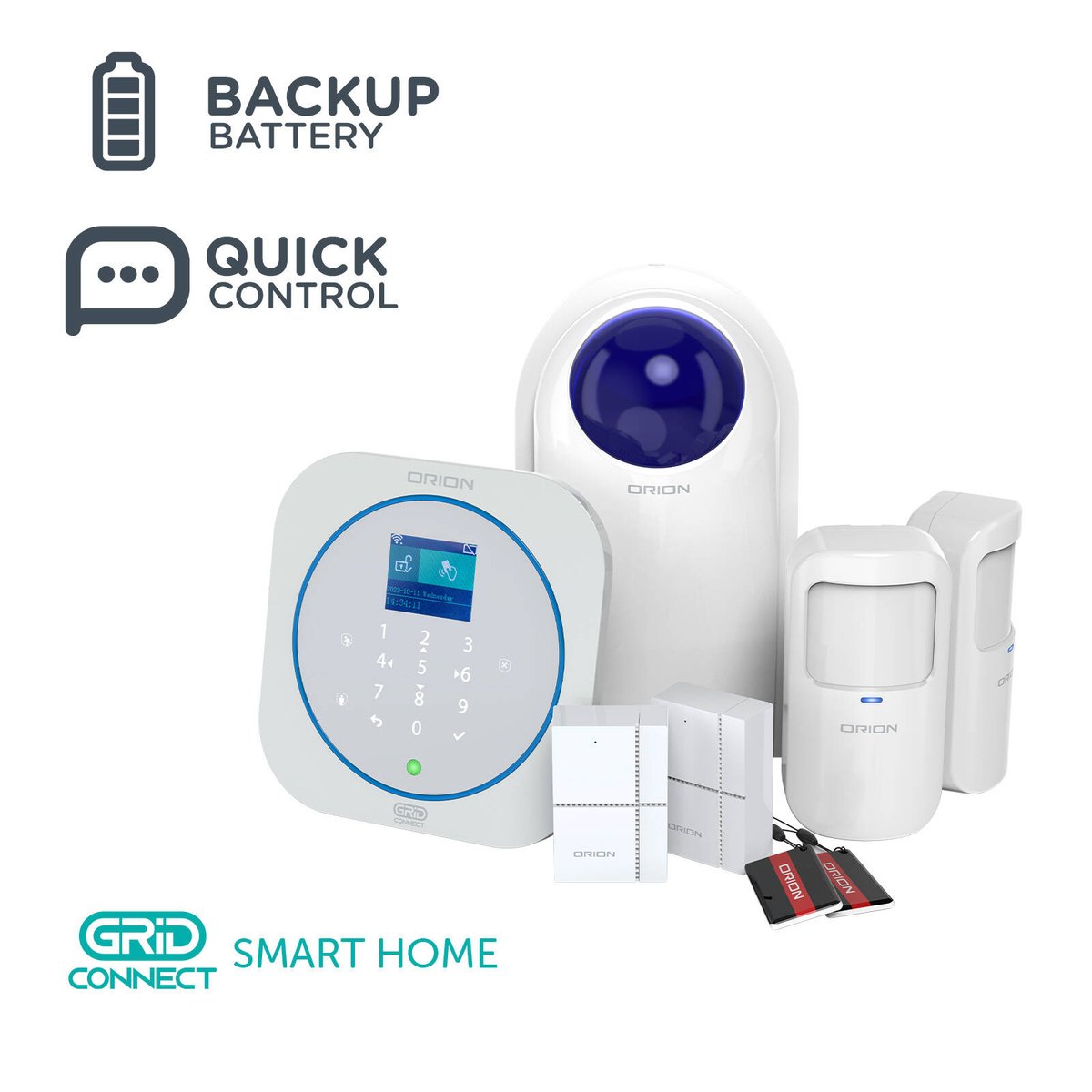 Orion Smart Alarm System Kit with Keypad - 4 Sensors - 245mm x 106mm x 213mm - Offline Functionality - Backup Battery - SuperSaverAU - view 3