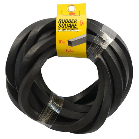 Moroday Square Sponge Rubber Strip, 10 x 10mm x 5m EPDM, Black