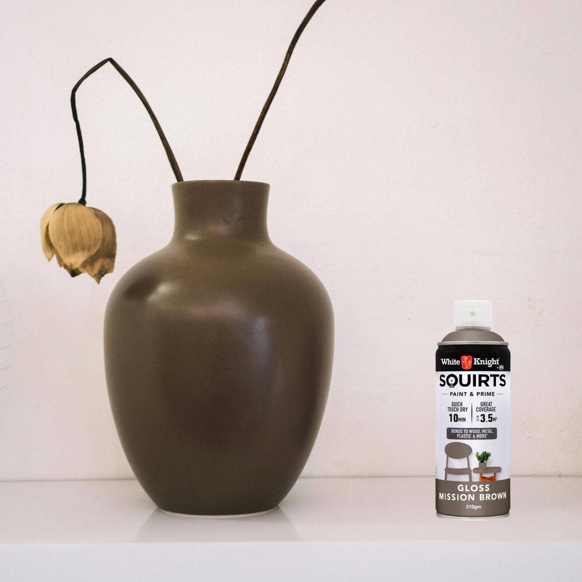 White Knight Squirts Spray Paint - 310g - Mission Brown - Gloss - Solvent Based - SuperSaverAU - view 4