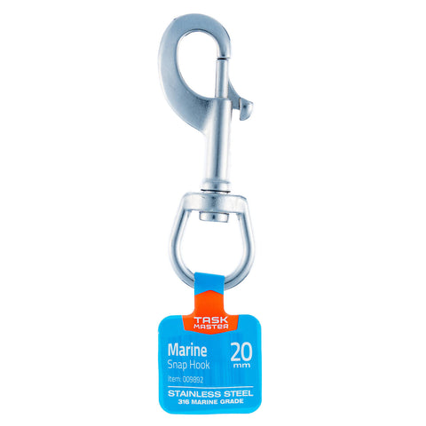 Taskmaster 20mm Stainless Steel Marine Snap Hook, Swivel