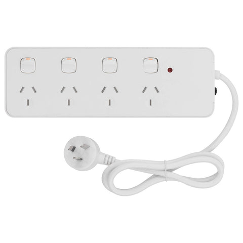 Click 4 Outlet Surge Powerboard - Individually Switched - 80mm x 240mm - Child Safety Shutters - SuperSaverAU - view 1