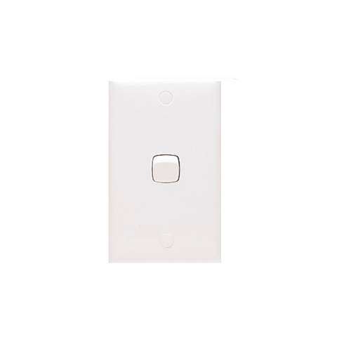 HPM Standard 1 Gang Single Wall Switch, White ABS, 240V, Indoor