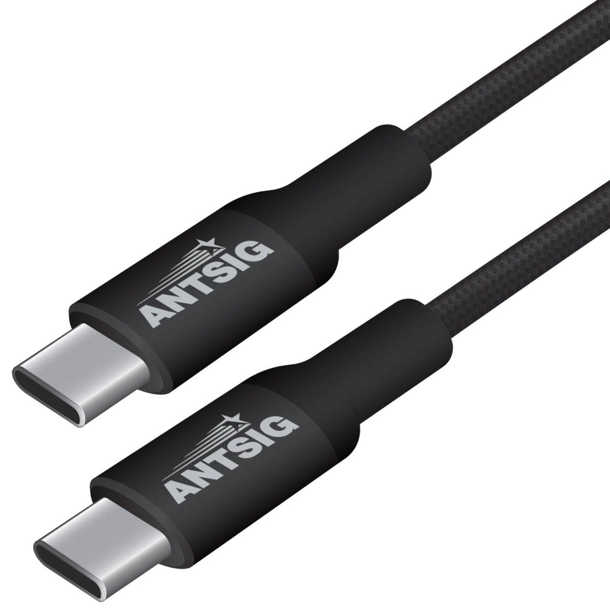 Antsig 1m 100W USB-C to USB-C Cable AP100WCC1 - Black Nylon Braided