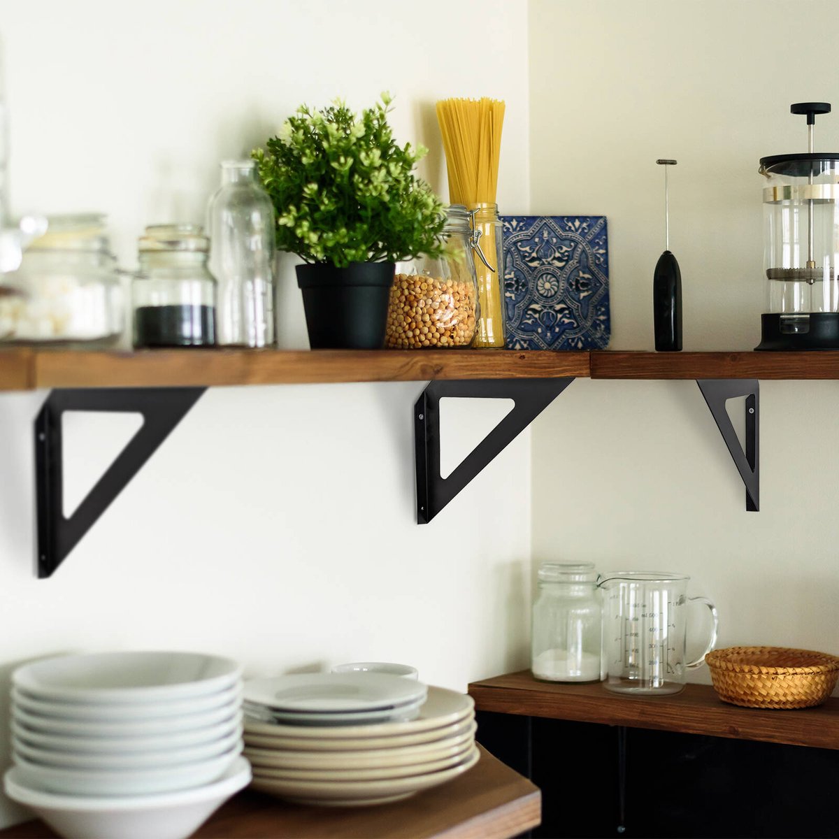 Carinya 240 x 240mm Black Triangle Stayed Bracket - Powder Coated Steel Shelf Bracket