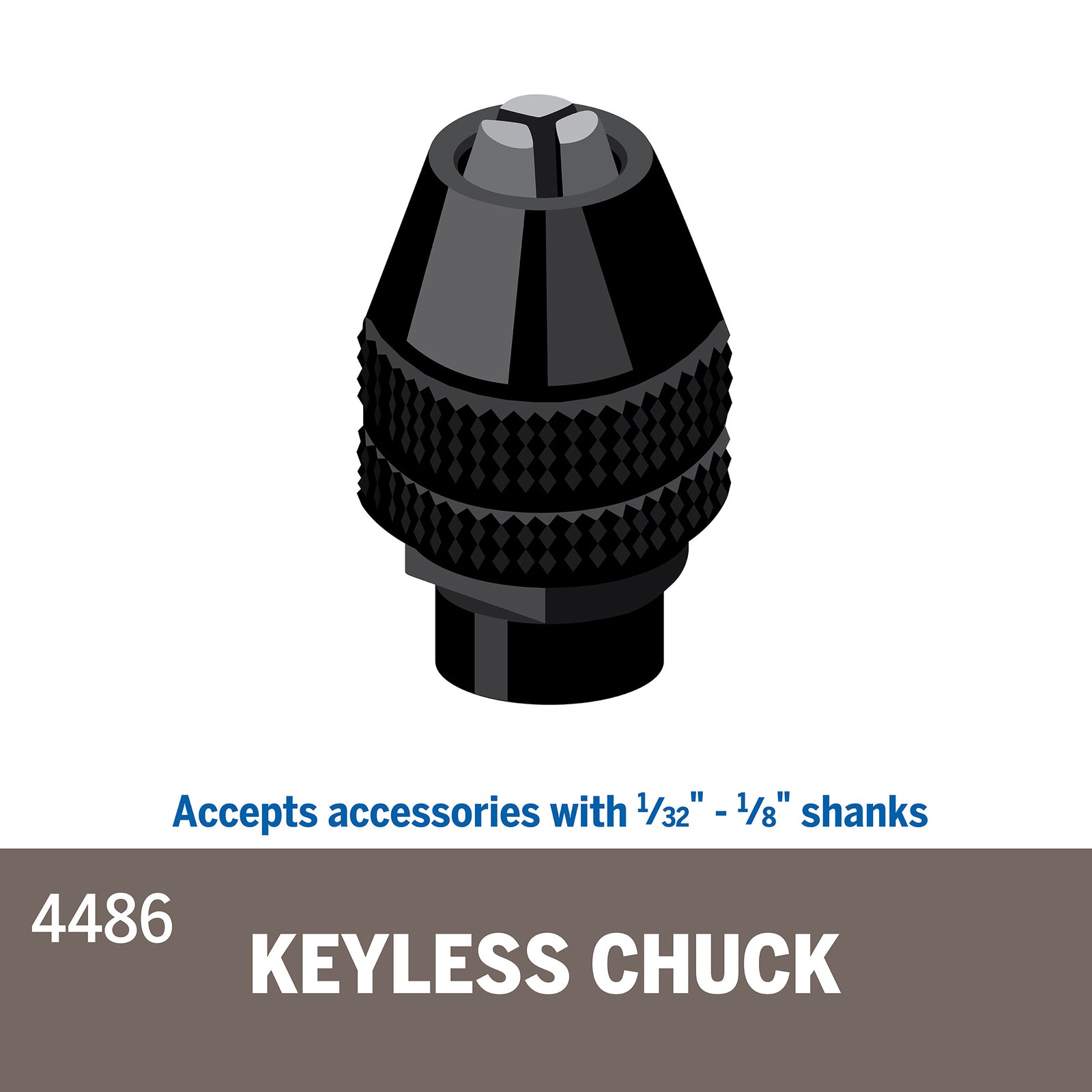 Dremel Multi-Chuck 0.8mm to 3.2mm Metal Keyless Rotary Tool Chuck 4486
