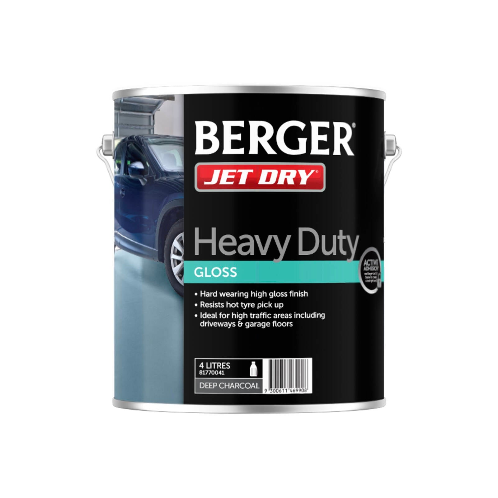 Berger Jet Dry Heavy Duty Paving Paint 4L Deep Charcoal, Interior & Exterior Cement