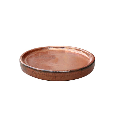 Northcote Pottery Copper Round Primo Saucer 300mm, Glazed Terracotta Pot Saucer