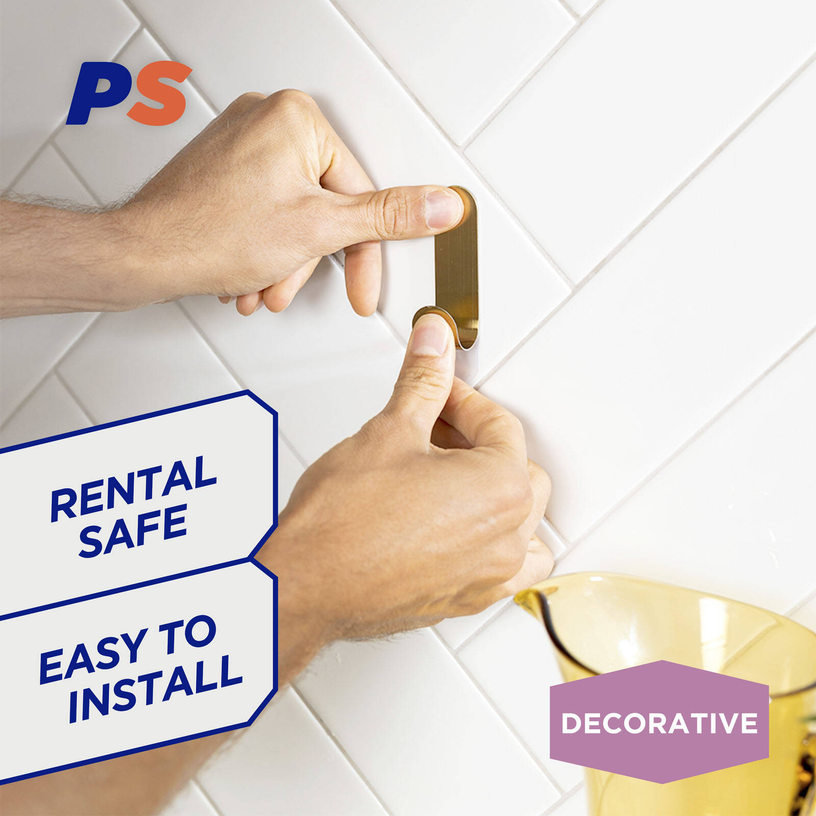 Permastik Medium Brass Metal Hooks - 3 Pack