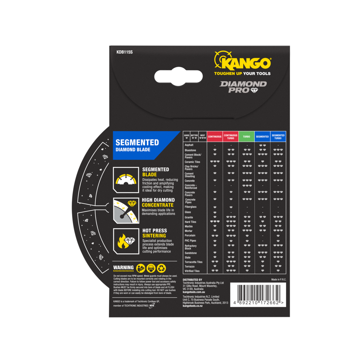 Kango 115mm Segmented Diamond Saw Blade KDB115S