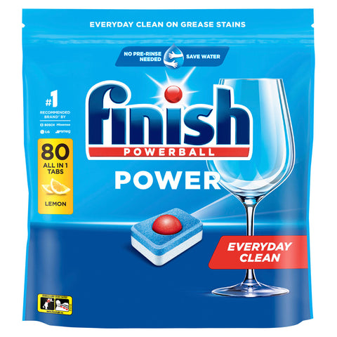 Finish Power Lemon Dishwasher Tablets 80 Pack, All-in-One No Pre-Rinse