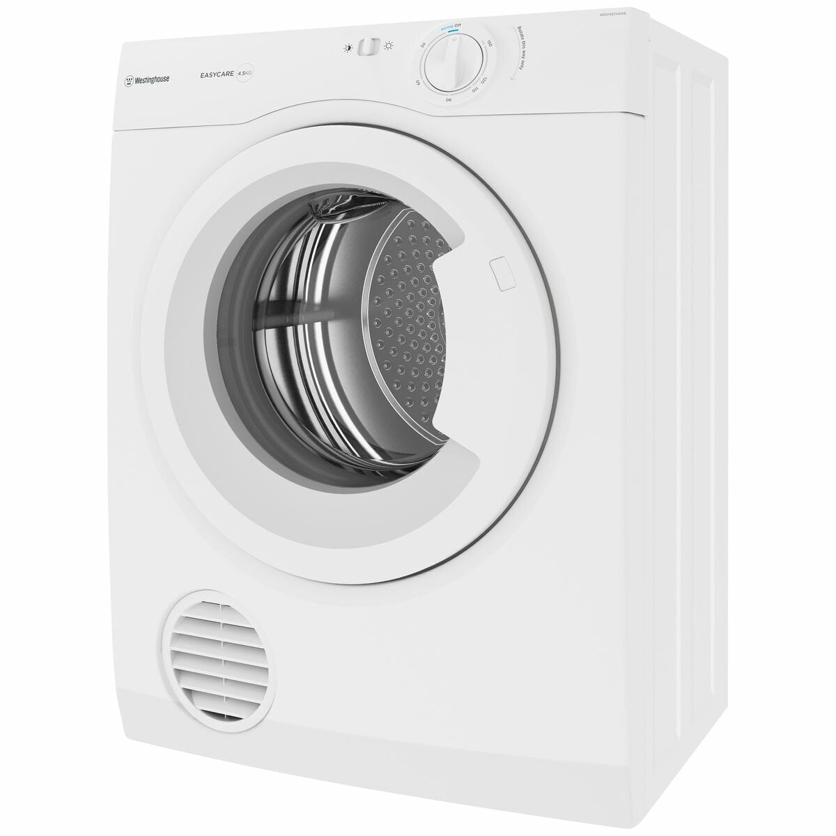 Westinghouse 4.5kg Vented Clothes Dryer - Reverse Tumble, Front or Rear Venting, White - WDV457H3WB