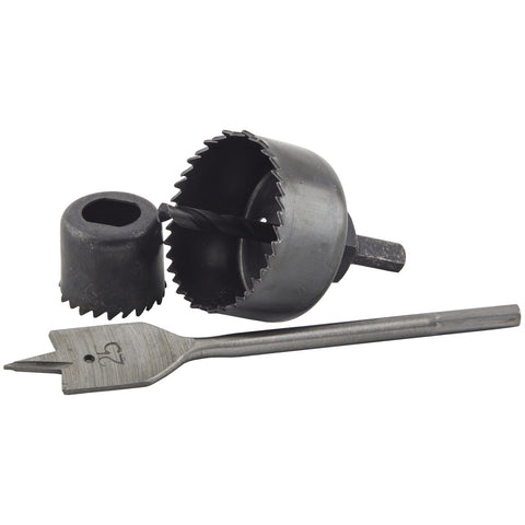 Ikonic Door Lock Install Kit - 54mm and 32mm Hole Saws, 25mm Spade Bit, Steel
