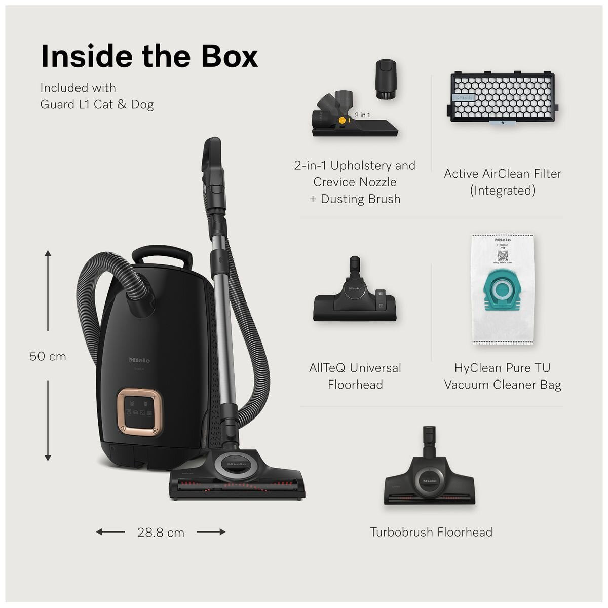 Miele Guard L1 Cat and Dog Bagged Vacuum Cleaner - TurboTeQ Floorhead, Active AirClean Filter - 12696980