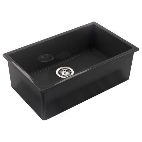 Abey Chambord Constance IV butler sink - 760mm wide black fireclay, single bowl, no tapholes - CONSTANCE-4B