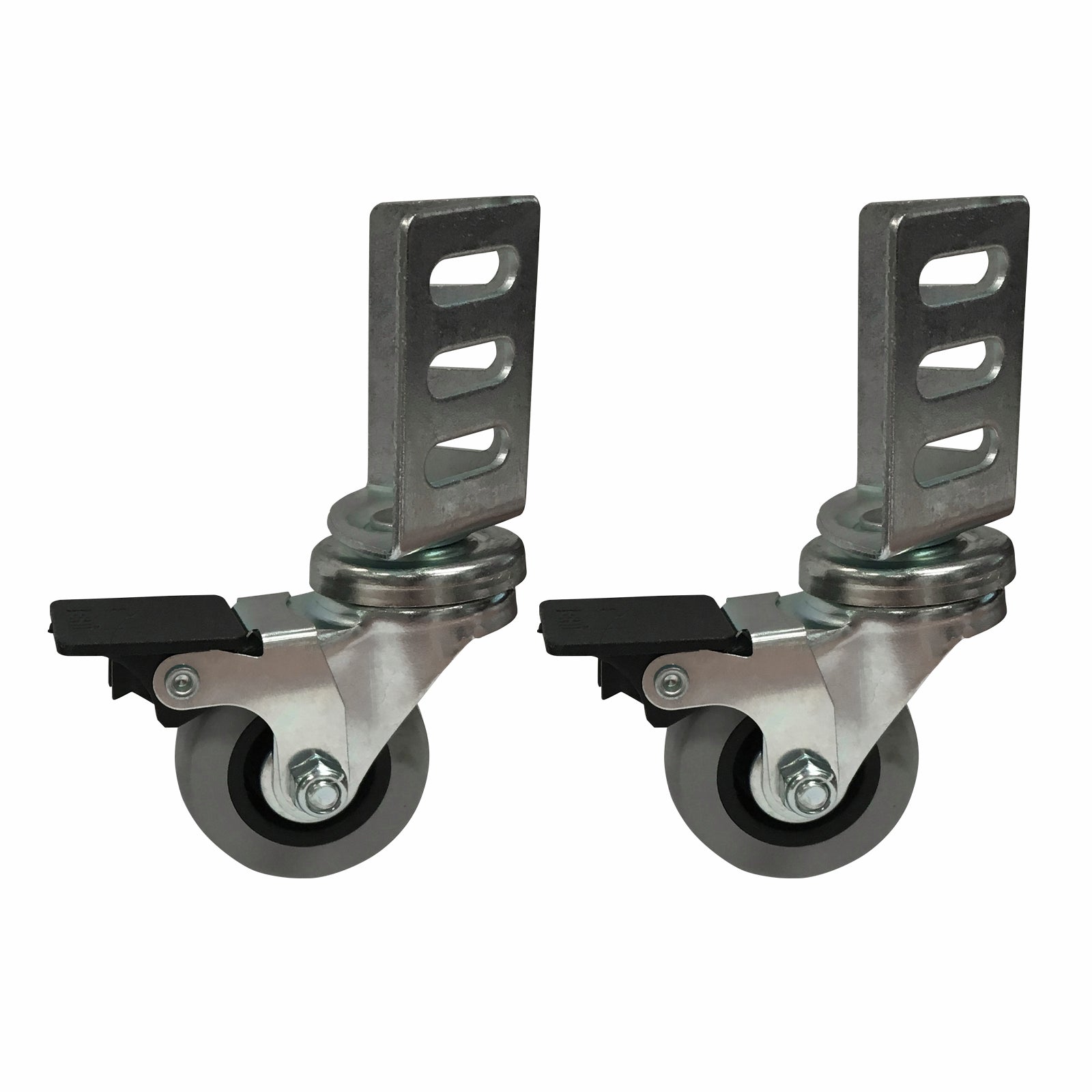 Move It 50mm Grey TPR Swivel Brake Angle Plate Castor, 40kg, 2 Pack