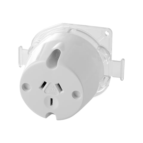 DETA 10 Amp Single Outlet Plug Base 250V White Polycarbonate