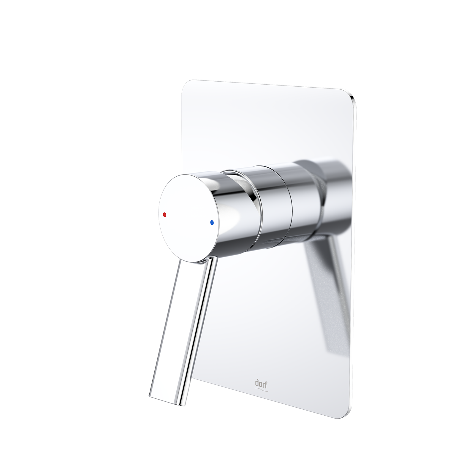 Dorf Villa Chrome Bath / Shower Mixer, Brass Lever, Wall Mount, Rectangle Plate, Polished Chrome