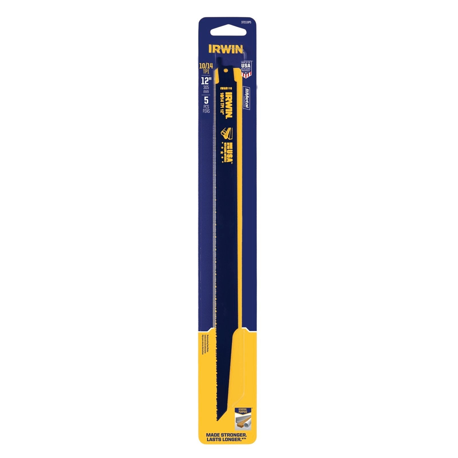 Irwin 305mm 10/14TPI Bi-Metal Fire and Rescue Reciprocating Saw Blade - 5 Pack
