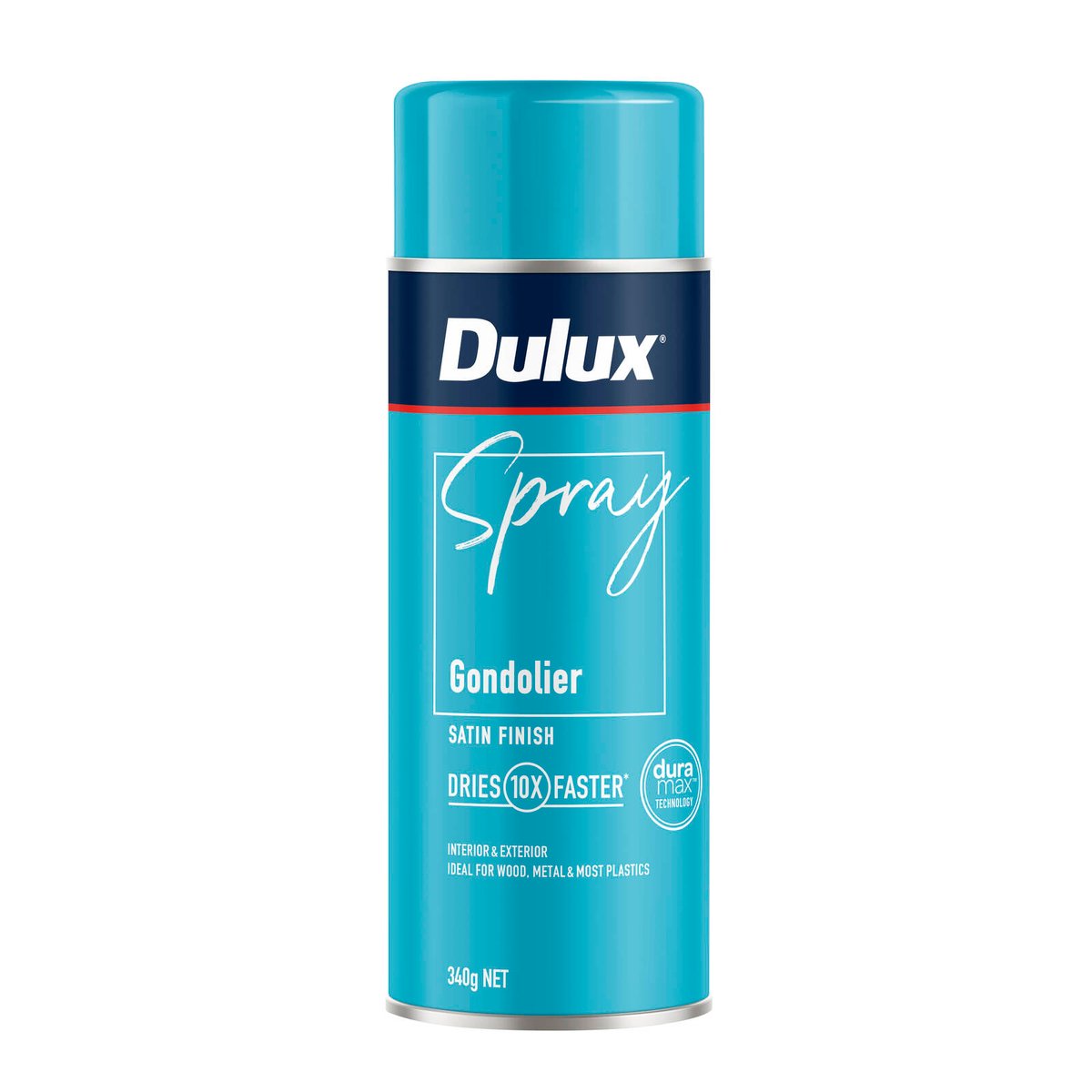 Dulux 340g Gondolier Satin Finish Spray Paint, Smooth Satin Sheen, Indoor & Outdoor