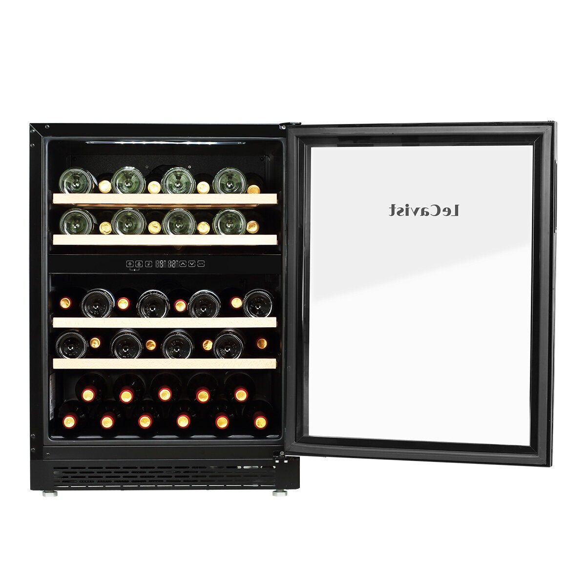 LeCavist 44 Bottle Dual Zone Wine Cabinet - Black - Humidity Control - Anti-Vibration - LJ44VN2ZBU