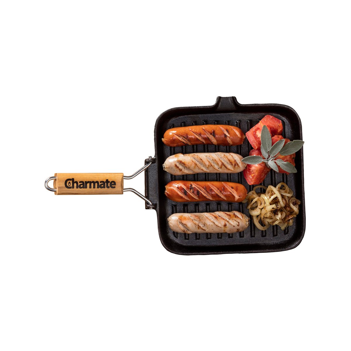 Charmate Cast Iron Frying Pan, Pre-Seasoned with Pouring Lip & Folding Handle