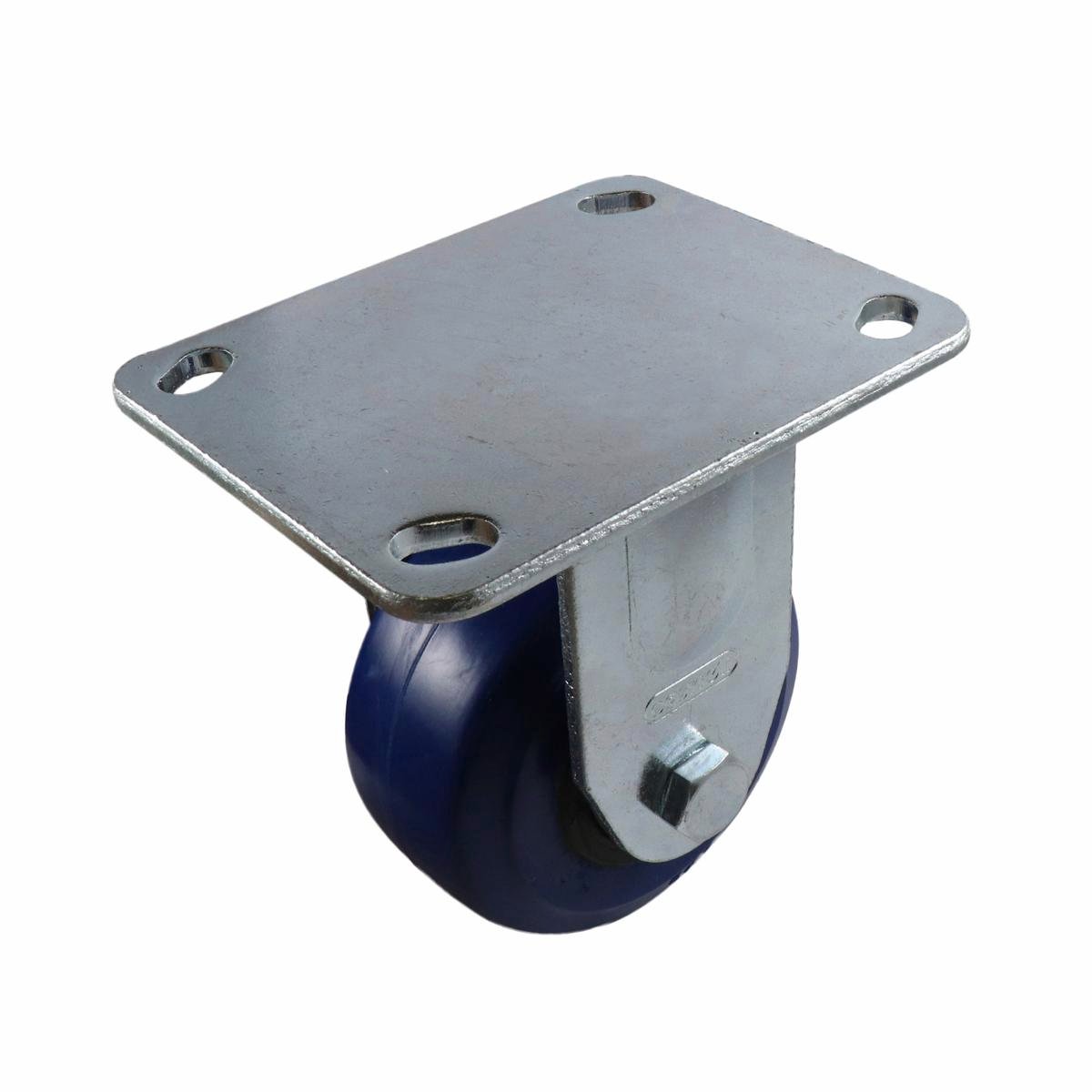 Easyroll Fixed Plate Castor - 100mm - Blue Rubber - Non Marking - SuperSaverAU - view 1