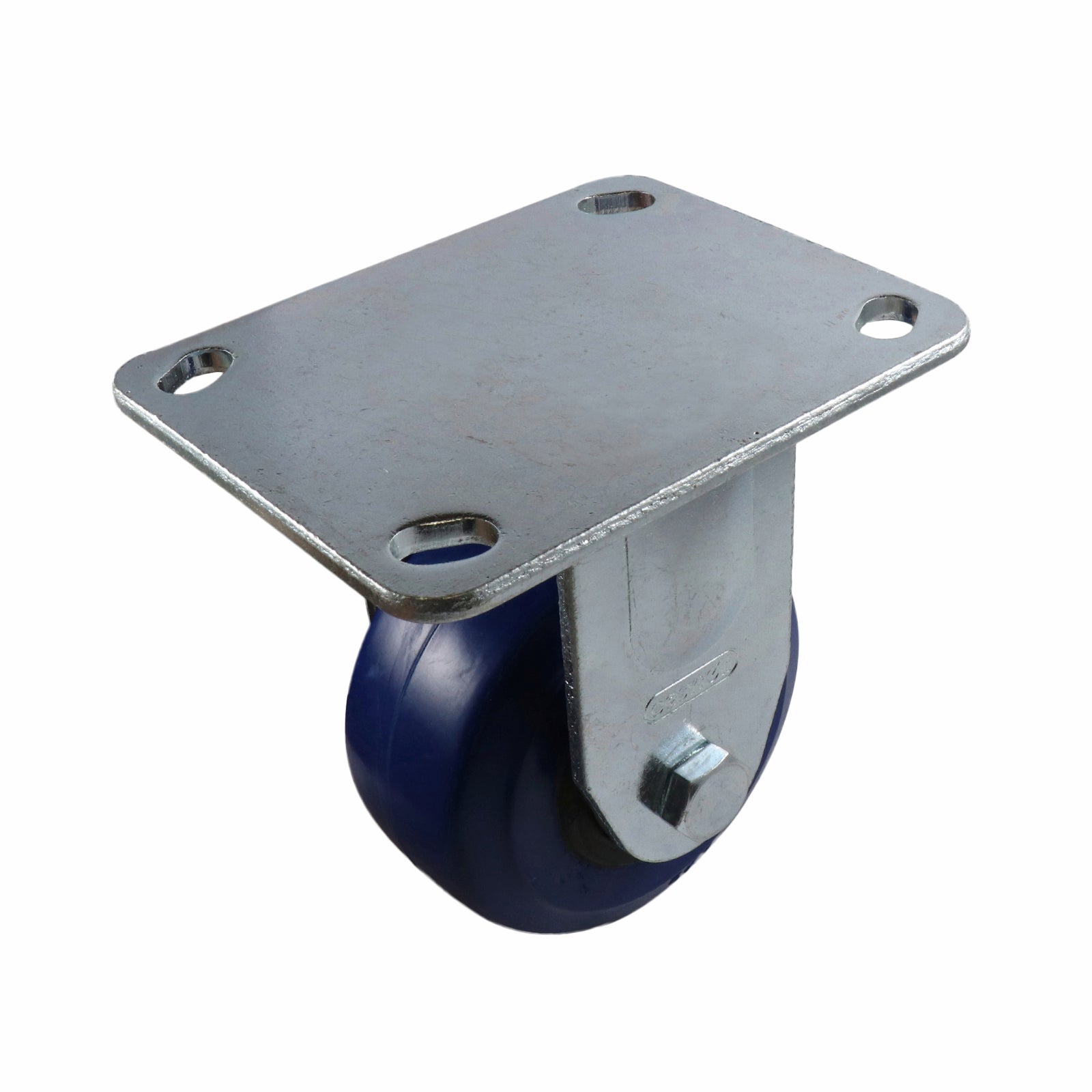 Easyroll 100mm Blue Elastic Rubber Fixed Plate Castor