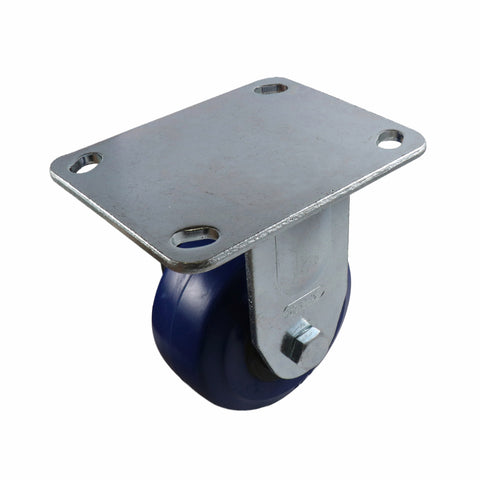 Easyroll 100mm Blue Elastic Rubber Fixed Plate Castor