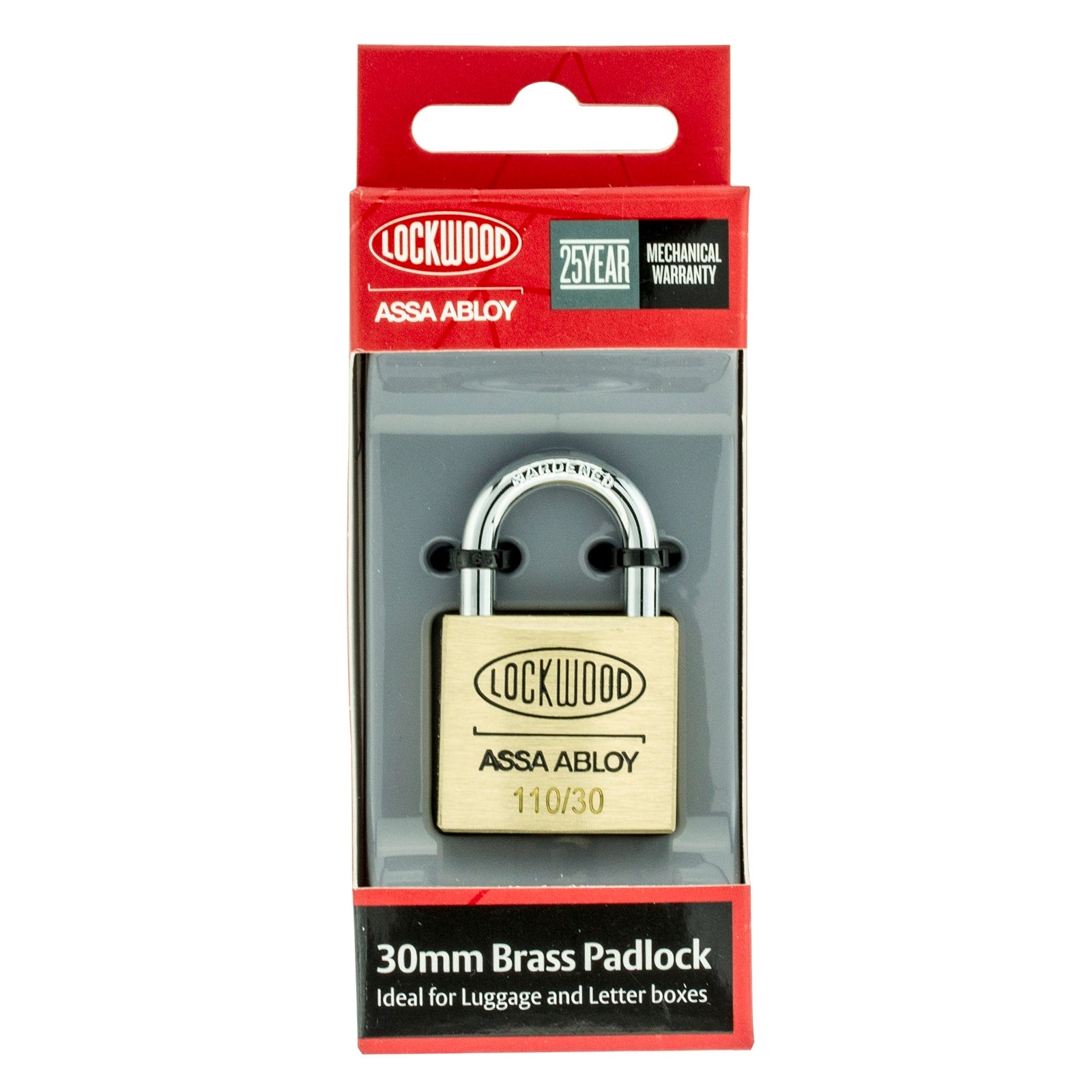 Lockwood 30mm Solid Brass 110 Series Padlock Keyed Lock