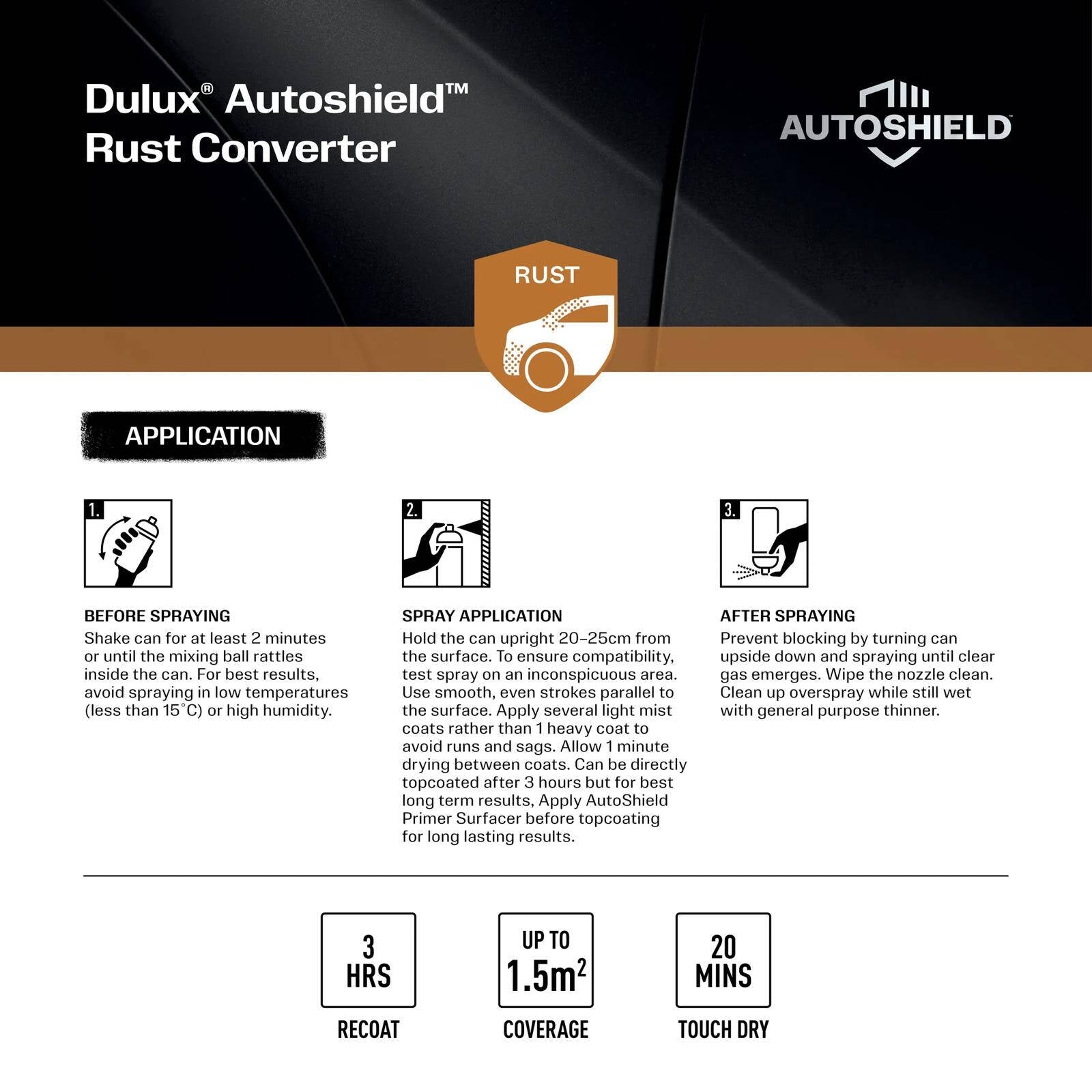 Dulux Autoshield Rust Converter Spray Paint 340g