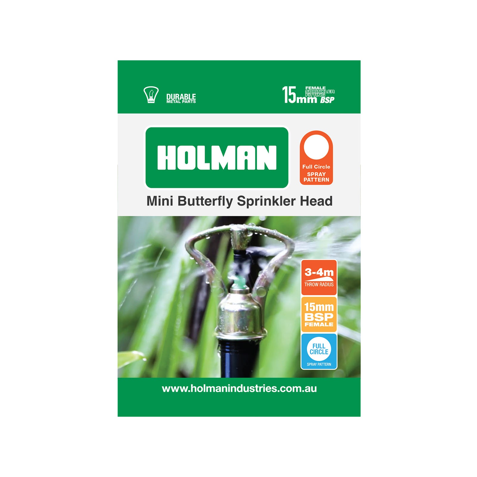 Holman Mini Metal Butterfly Sprinkler with Plastic Spinner - Brass & Black, 360 Degree