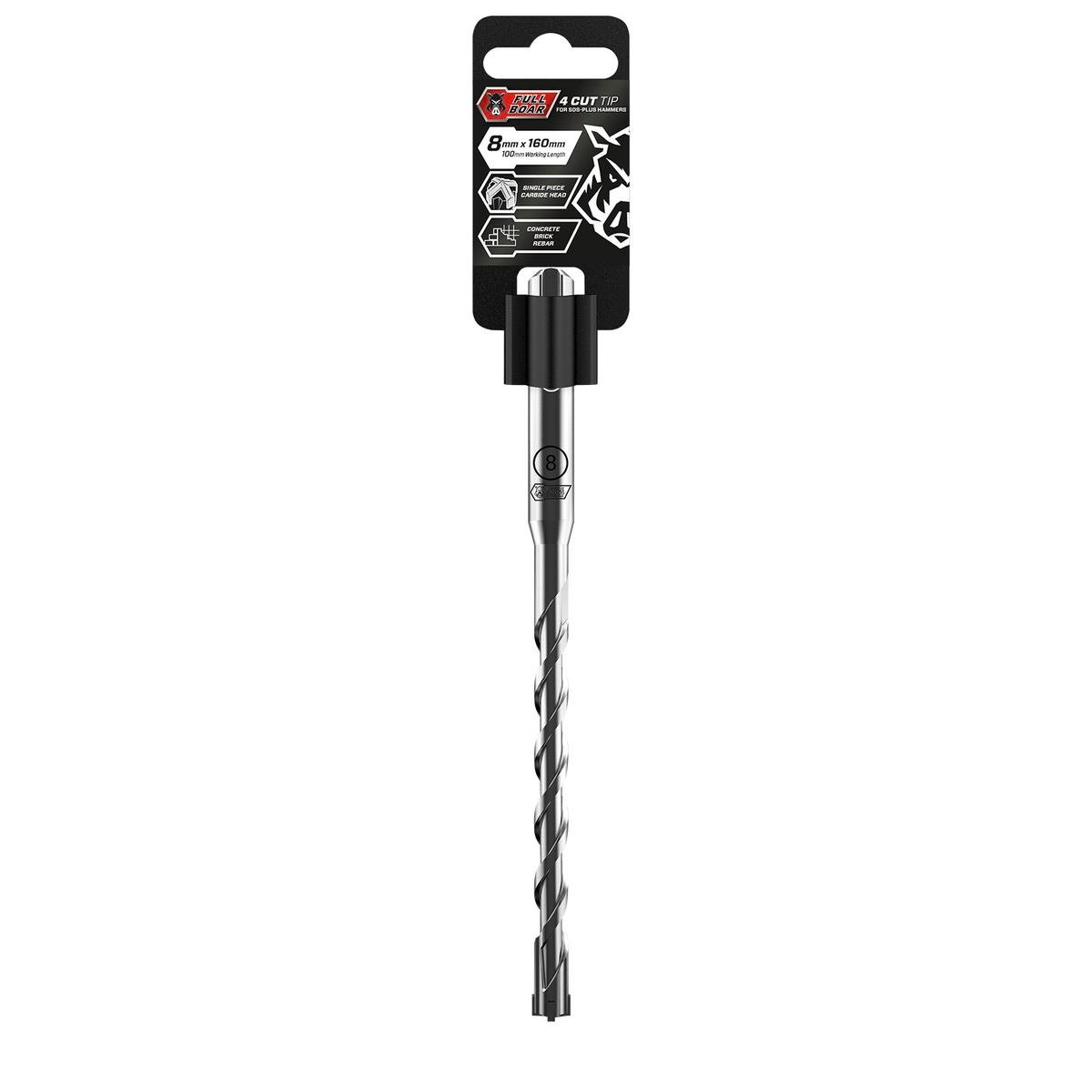 Full Boar 8 x 160mm 4 Cut SDS-Plus Masonry Drill Bit