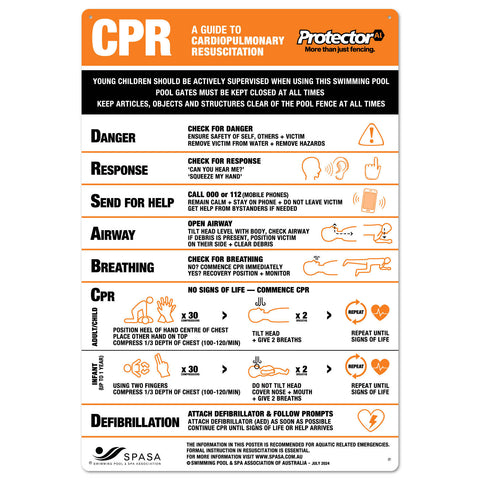 ProtectorAl PVC CPR Pool Safety Sign 350 x 520mm Pre-Drilled